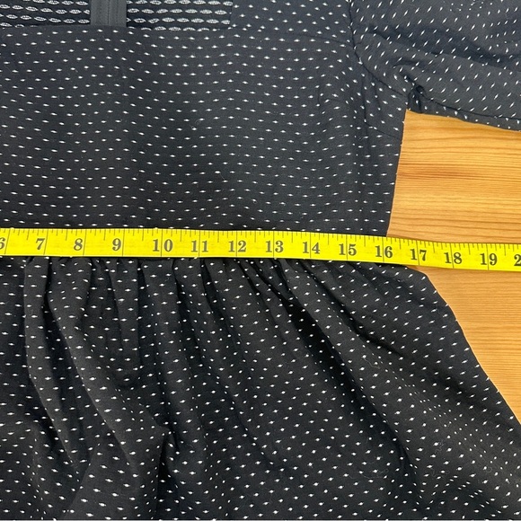 ModCloth Black Micro-Dot Babydoll Dress | Size 10 | Square Neck & Puff Sleeves - Picture 8 of 9